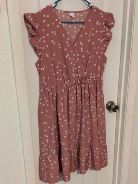 Woman's Pink Polka Dot Ruffle Dress